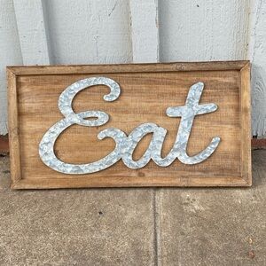 Hobby Lobby farmhouse country chic aluminum letter wooden EAT‎ 3-D wall hanging